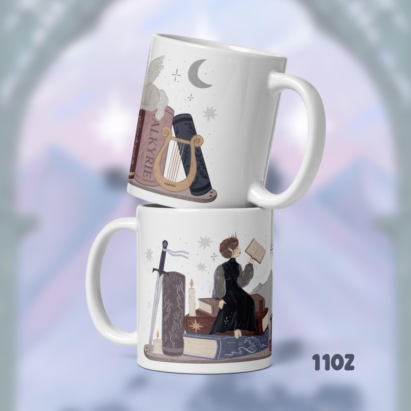 Nesta Archeron ACOTAR Book Stack Mug, Fantasy Reader Gifts, Bookish Coffee Cup, SJM Fan Gifts, Bookworm, The Valkyrie