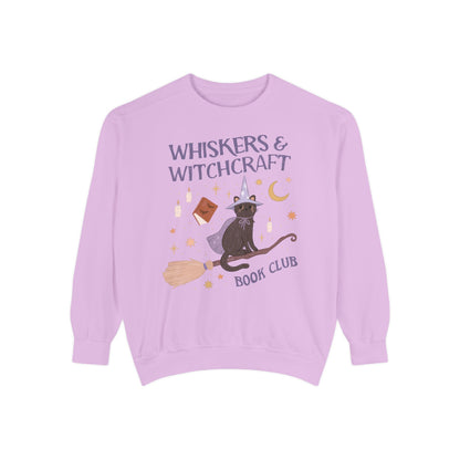 Whiskers and Witchcraft Book Club Crewneck - Witchy Bookish Halloween Comfort Colors Sweatshirt
