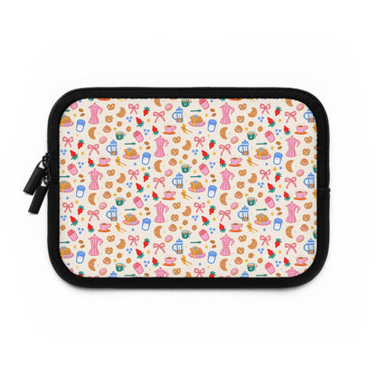 Sunday Brunch Laptop Sleeve, Coffee and Croissant , Padded Laptop Case, Cute office accessories