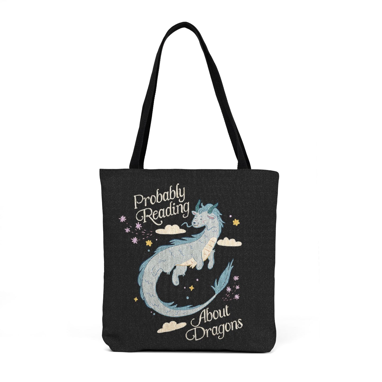 Probably Reading About Dragons Bookish Woven Tote