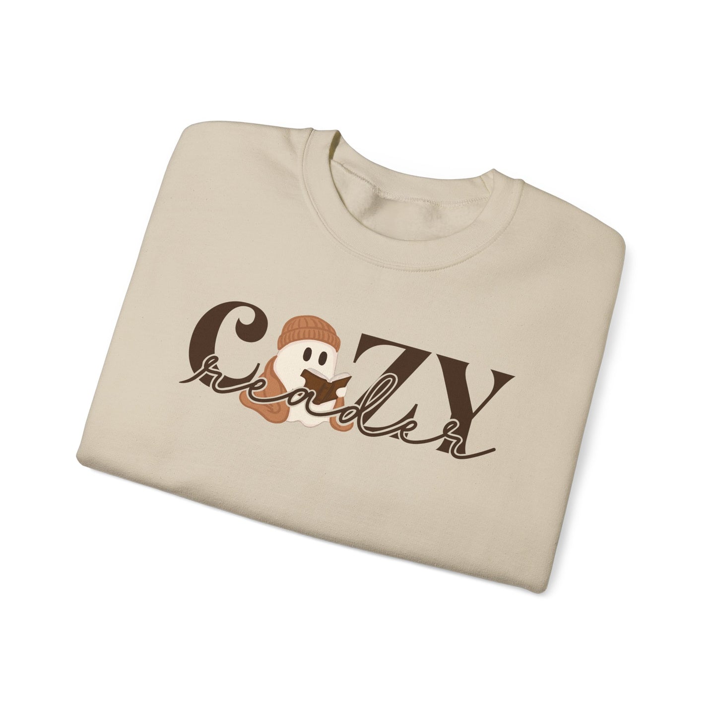 Cozy Reader Ghostie Crewneck, Spooky Cute Bookish Fall Sweatshirt