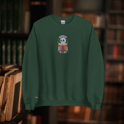 Bookish Till I Die Embroidered Halloween Reader Sweatshirt