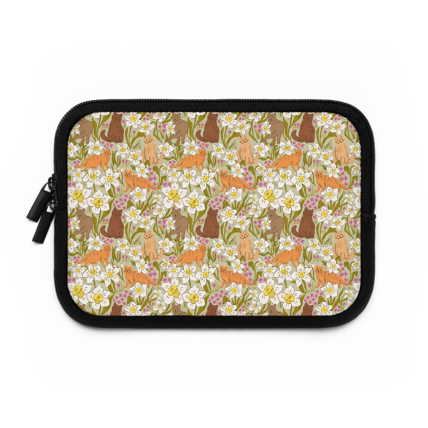 Vintage Cats and Green Florals Laptop Sleeve, Cat Lover Gifts, Cute Laptop Case, MacBook Case, Ipad Case