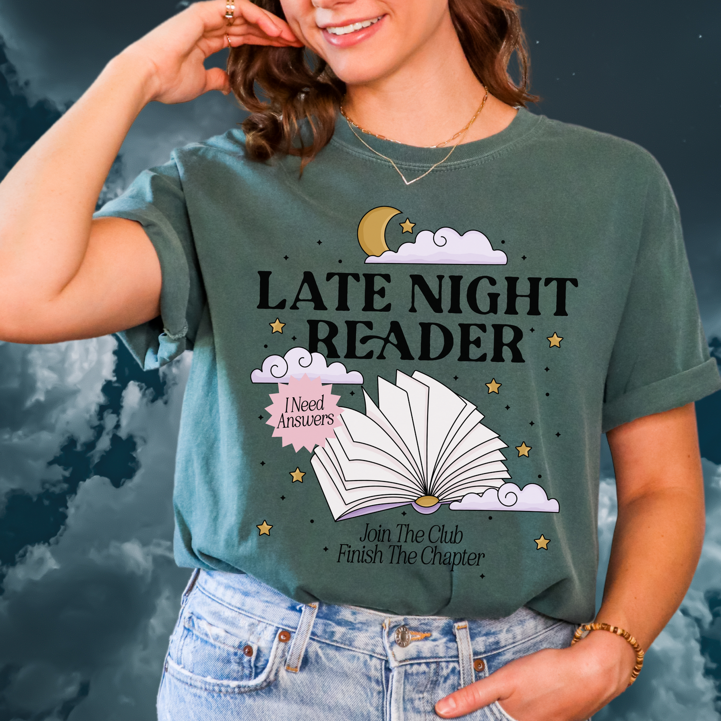 Late Night Reader Bookish Tshirt, One More Chapter