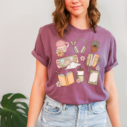 Cozy Bookish Gamer T-shirt