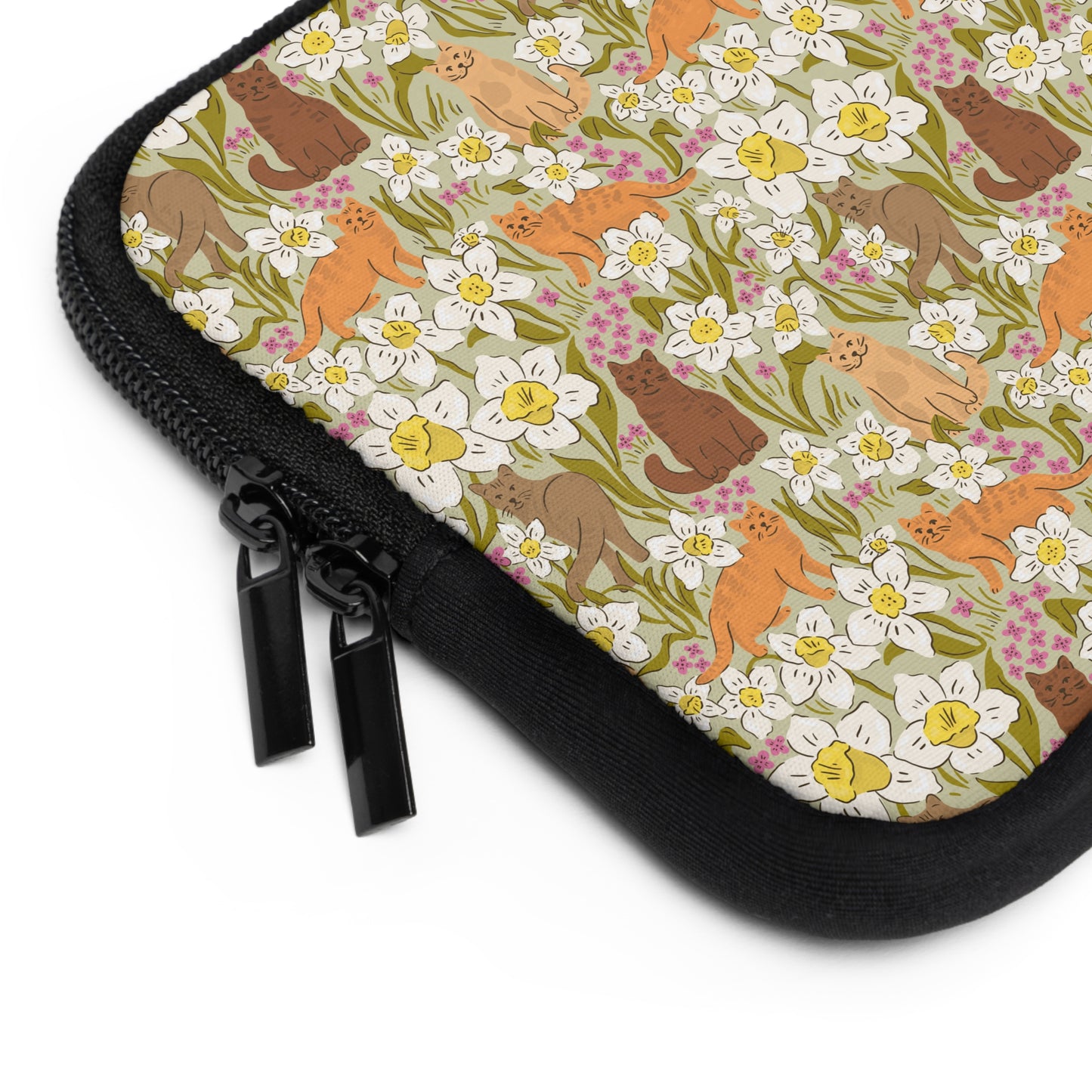Vintage Cats and Green Florals Laptop Sleeve, Cat Lover Gifts, Cute Laptop Case, MacBook Case, Ipad Case