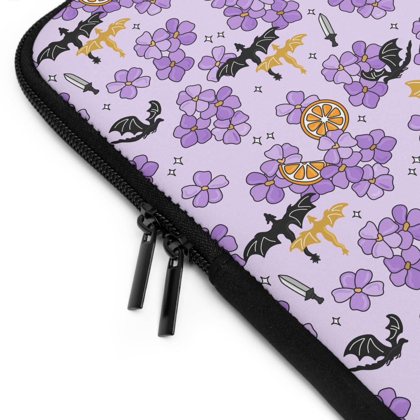 Violets and Dragons Laptop Sleeve, Fantasy Reader Gifts, Cute Laptop Case, MacBook Case, Ipad Case