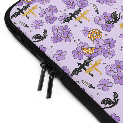Violets and Dragons Laptop Sleeve, Fantasy Reader Gifts, Cute Laptop Case, MacBook Case, Ipad Case
