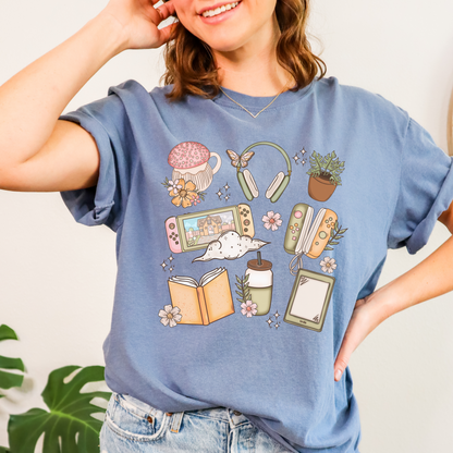Cozy Bookish Gamer T-shirt