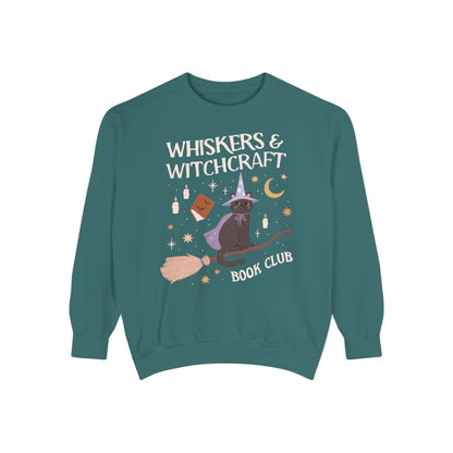 Whiskers and Witchcraft Book Club Crewneck - Witchy Bookish Halloween Comfort Colors Sweatshirt