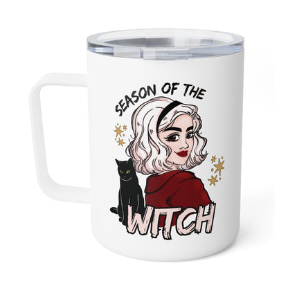 Sabrina Witchy Insulated Tumbler | Season of the Witch Coffee Mug | Fall Autumn Witch Vibes | Halloween Lover Gift | Salem Binx Black Cat