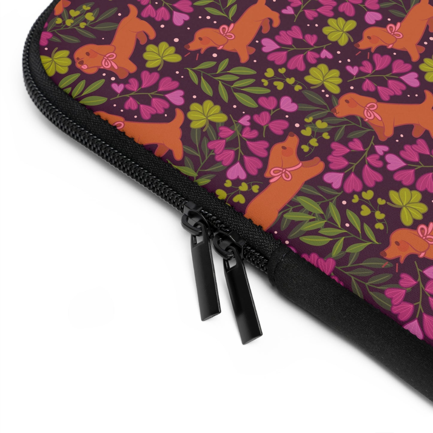 Dachshunds in Bloom Laptop Sleeve | Floral Dog Lover Padded Laptop Case
