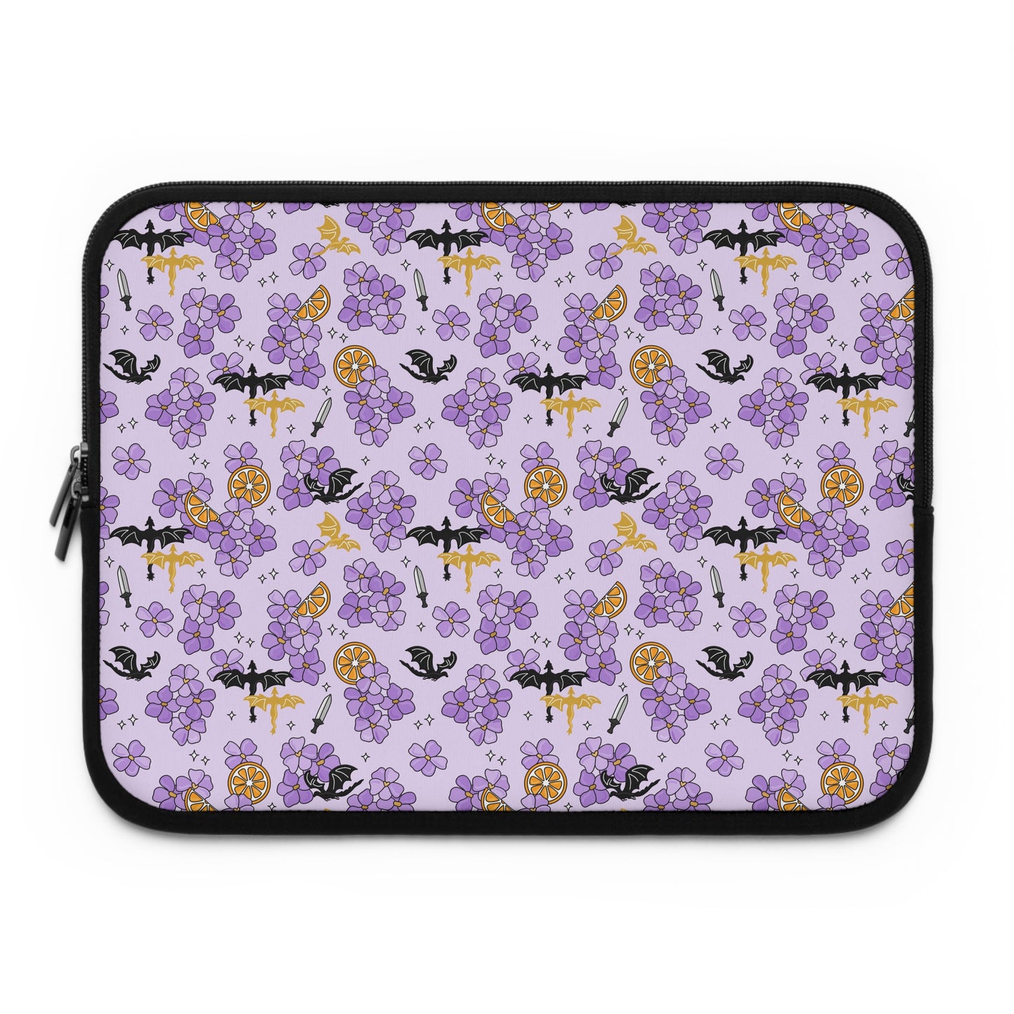 Violets and Dragons Laptop Sleeve, Fantasy Reader Gifts, Cute Laptop Case, MacBook Case, Ipad Case