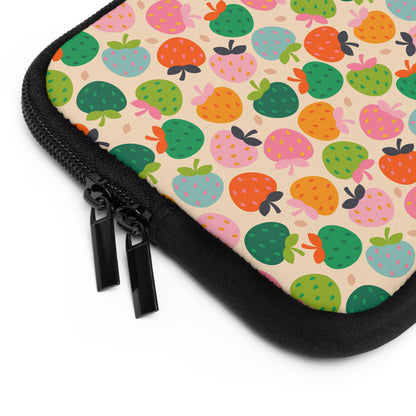 Colorful Strawberry Pattern Laptop Sleeve | Cute Fruit Print, Pastel Berries