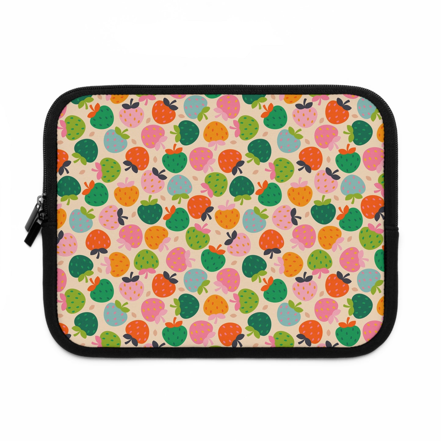 Colorful Strawberry Pattern Laptop Sleeve | Cute Fruit Print, Pastel Berries