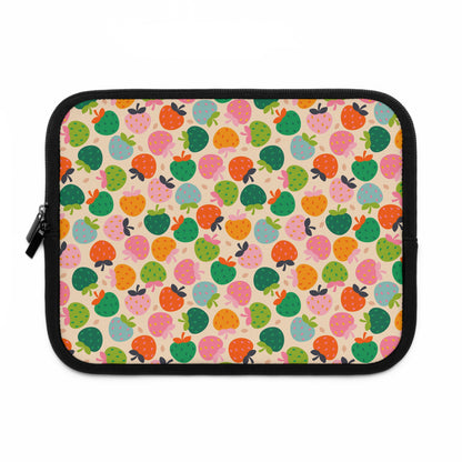 Colorful Strawberry Pattern Laptop Sleeve | Cute Fruit Print, Pastel Berries