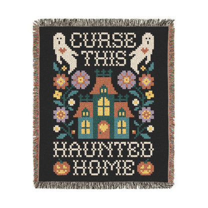 Curse This Haunted Home Woven Blanket