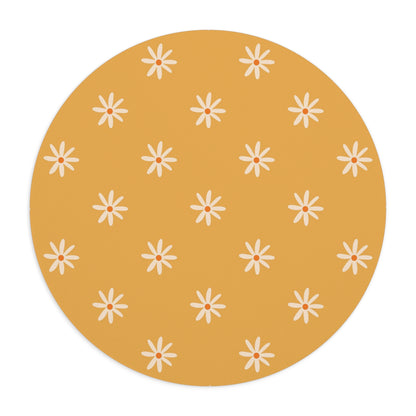 Yellow Daisy Pattern Mouse Pad, Retro Floral Desk Mat