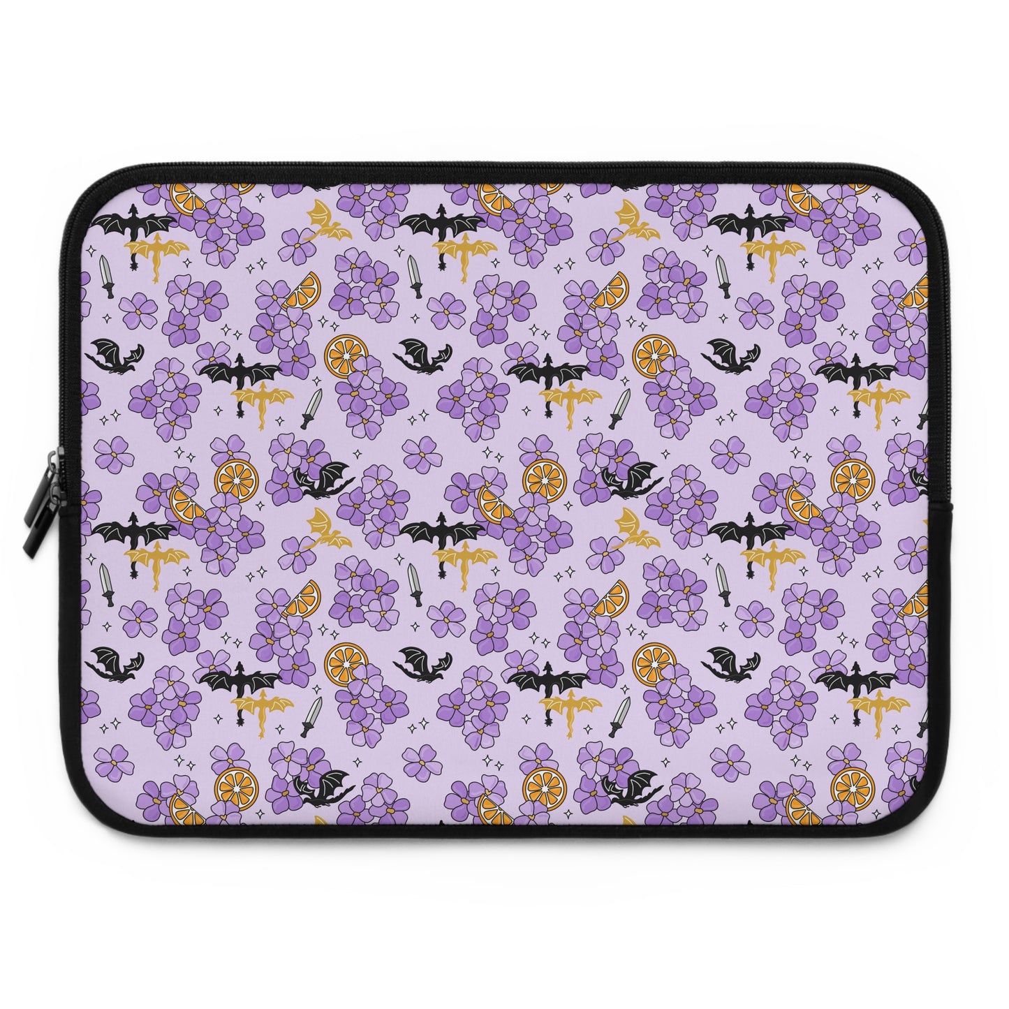 Violets and Dragons Laptop Sleeve, Fantasy Reader Gifts, Cute Laptop Case, MacBook Case, Ipad Case