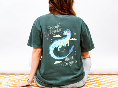 Probably Reading About Dragons Fantasy Lover Tshirt, Bookish Merch, Book lover Gifts, Booktok Romantasy Reads