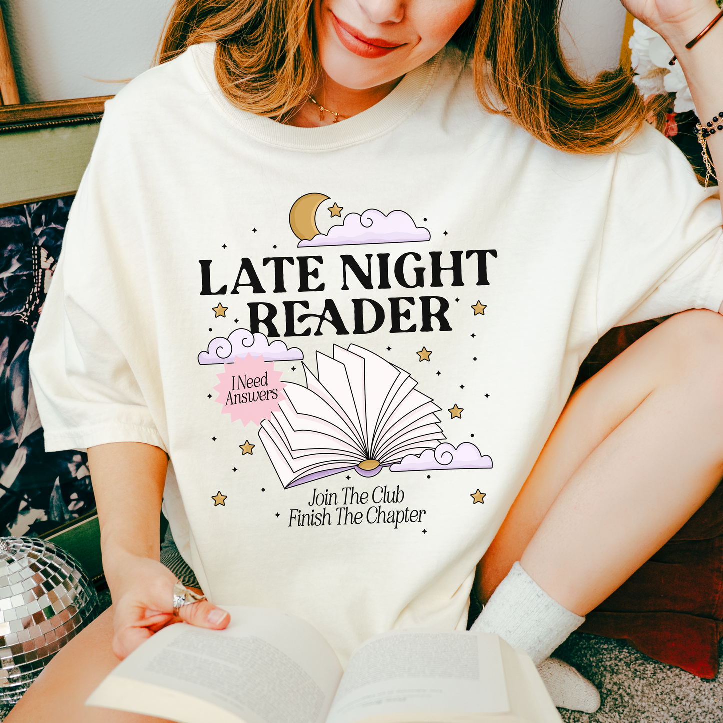 Late Night Reader Bookish Tshirt, One More Chapter