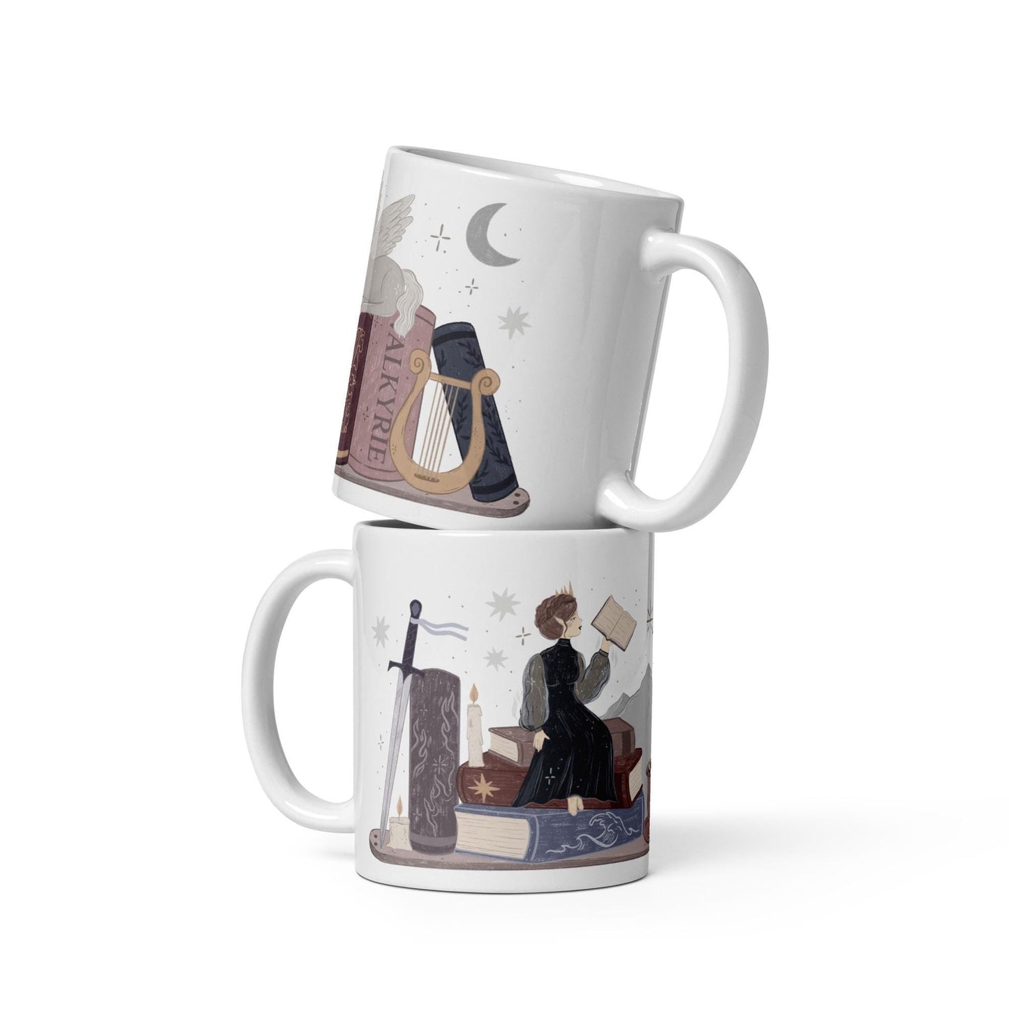 Nesta Archeron ACOTAR Book Stack Mug, Fantasy Reader Gifts, Bookish Coffee Cup, SJM Fan Gifts, Bookworm, The Valkyrie