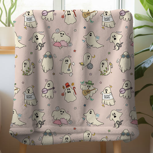 Spooky Season TS Ghostie Plush Throw Blanket