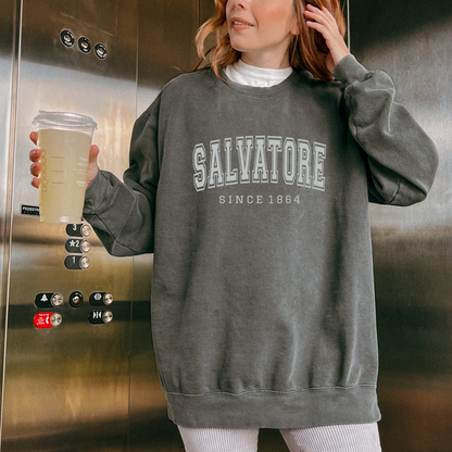 Salvatore TVD Crewneck Sweatshirt | Mystic Falls Vampire Town Merch