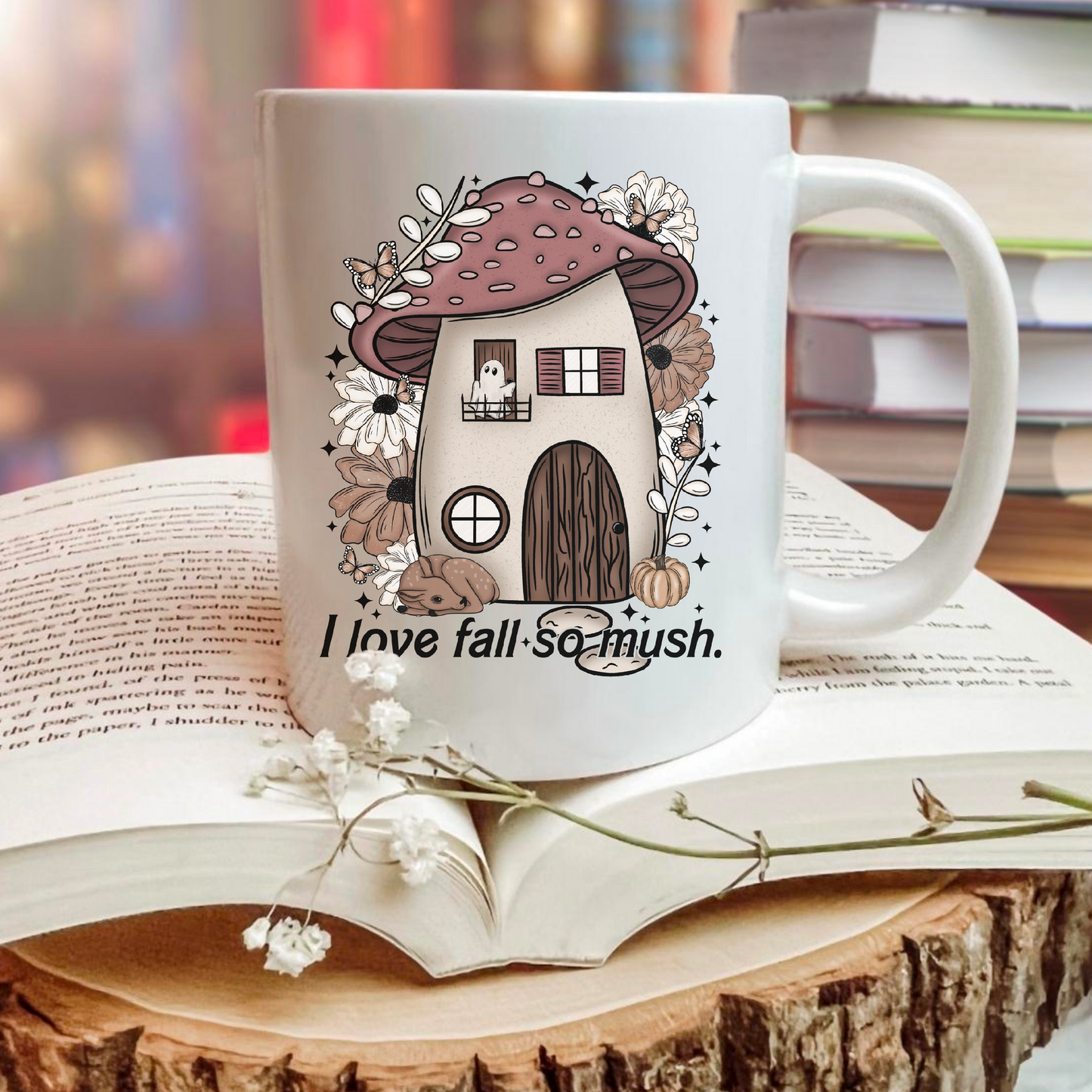 I Love Fall So Mush Cozy Autumn Ghost Mug