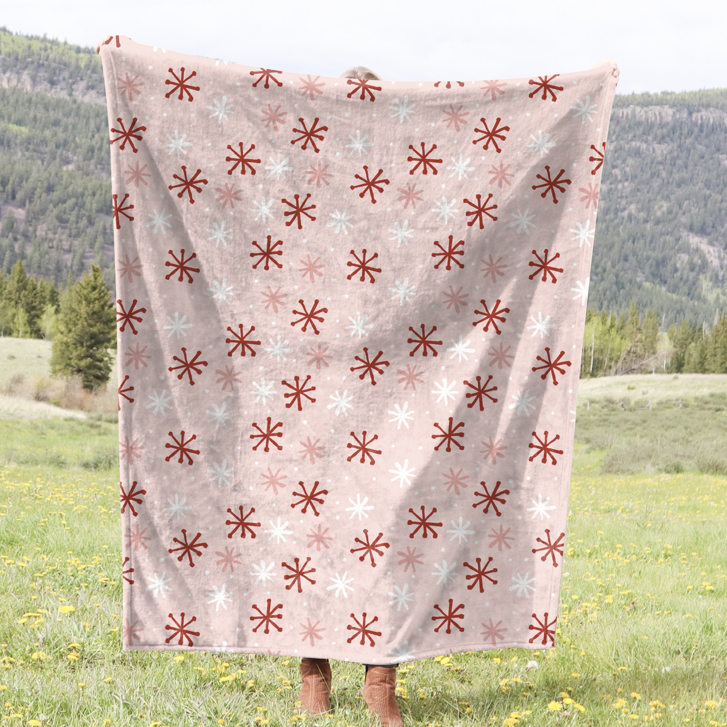 Snowflake Star Sprite Holiday Plush Blanket