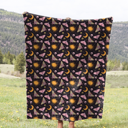 Dark Cottagecore Witchy Plush Throw Blanket