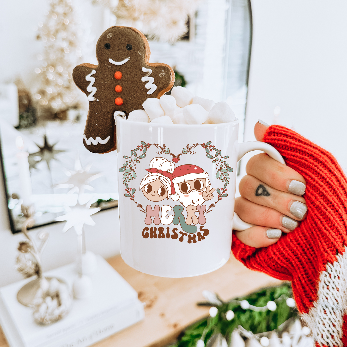 Santa and Mrs Clause Boho Christmas Mug