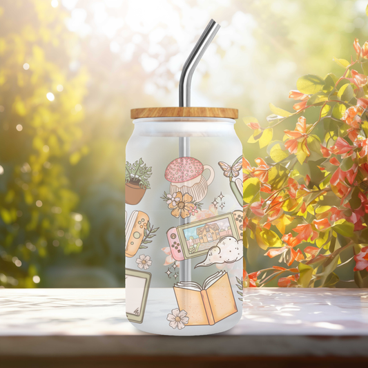 Cozy Gamer Paste Cottage Beer Can Glass