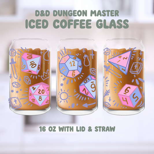 DND Dungeon Master Iced Coffee Glass, D&D Player