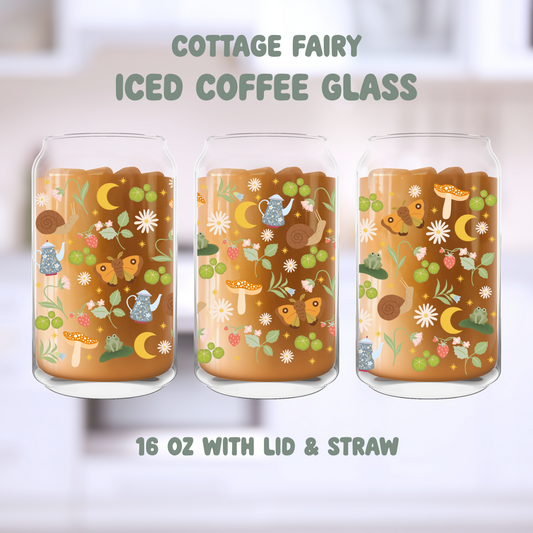 Fairycore Spring Garden Iced Coffee Glass