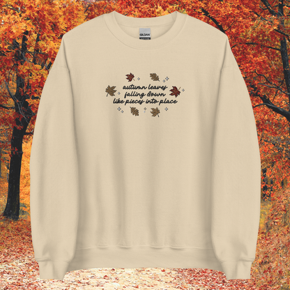 Autumn Leaves Falling Down All Too Well Embroidered Sweatshirt