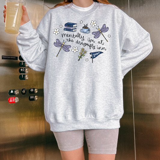 Mentally Im at the Dragon Fly, Stars Hallow Crewneck Sweatshirt