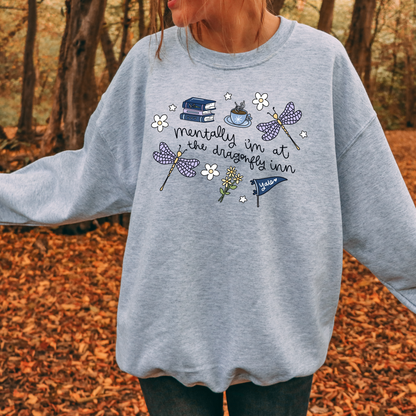 Mentally Im at the Dragon Fly, Stars Hallow Crewneck Sweatshirt