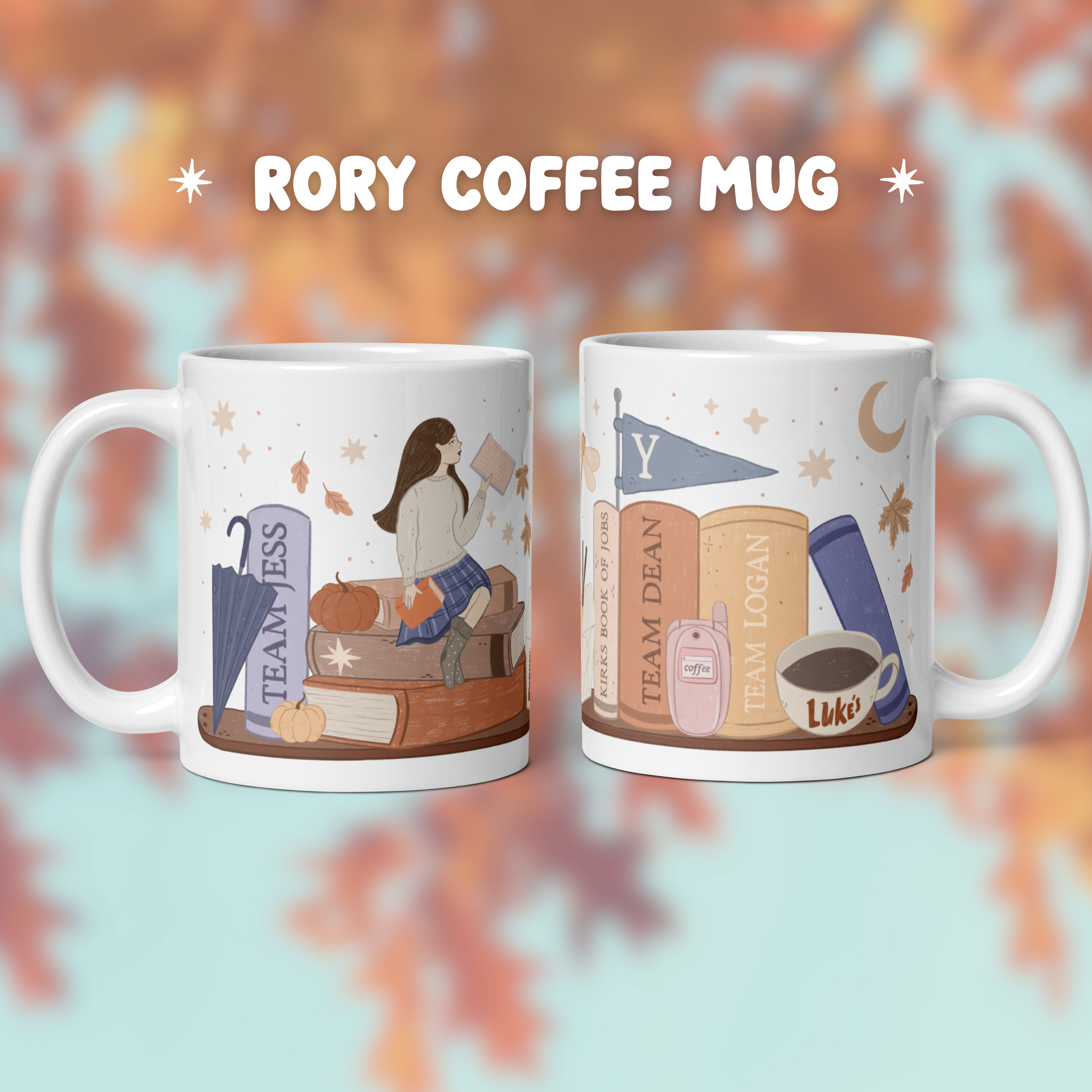 Crescent Cat Co Rory Bookshelf Stars Hollow Mug - Thumbnail 3