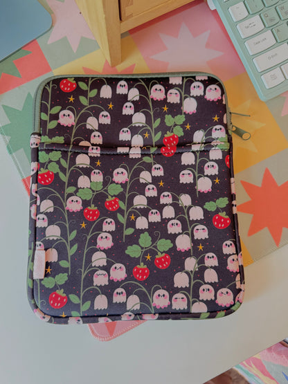 Ghostie Garden Book & Kindle Pouch, Medium E-Reader Zip up Book Sleeve