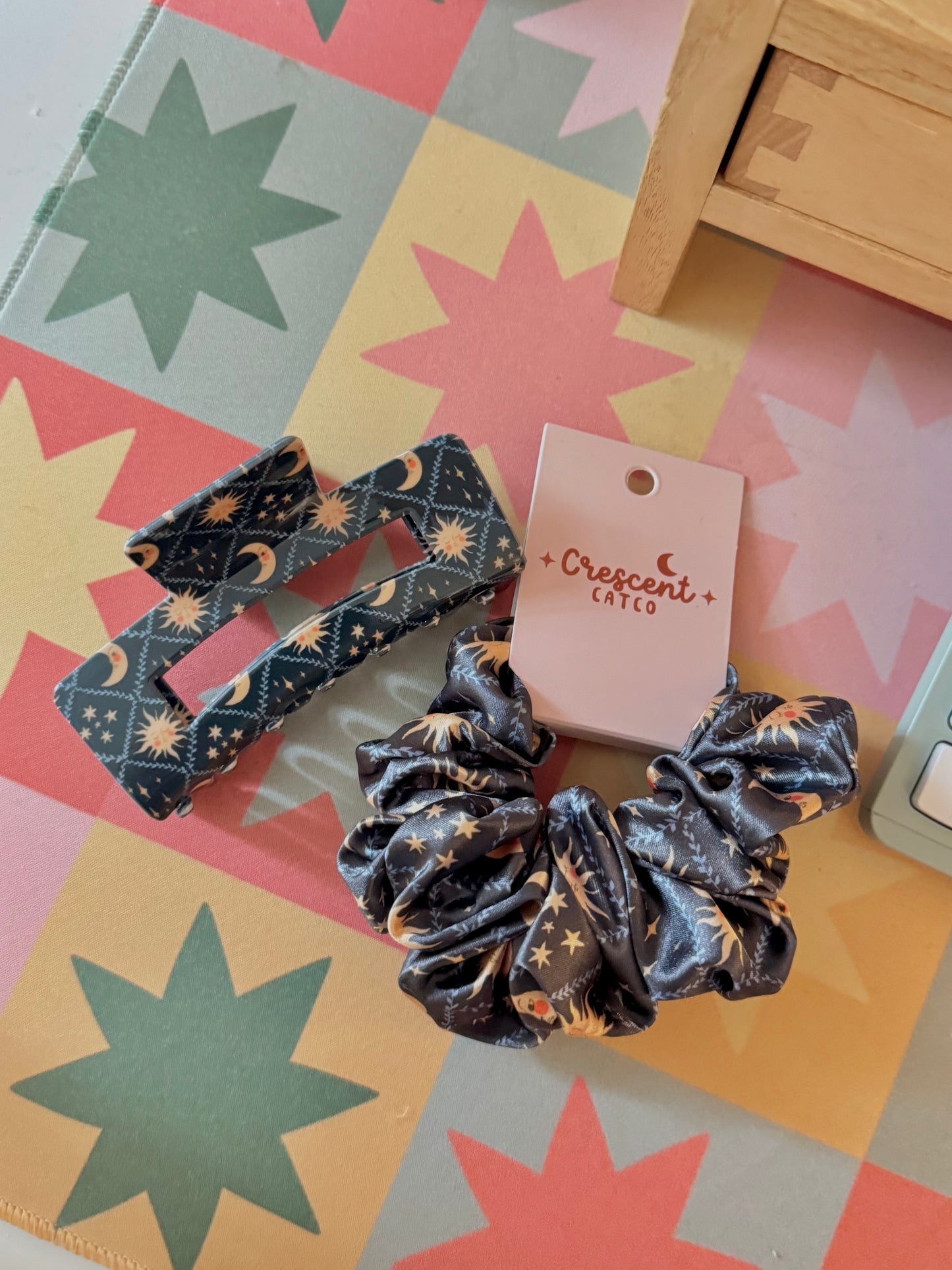 Celestial Skys Satin Scrunchie & Claw Clip