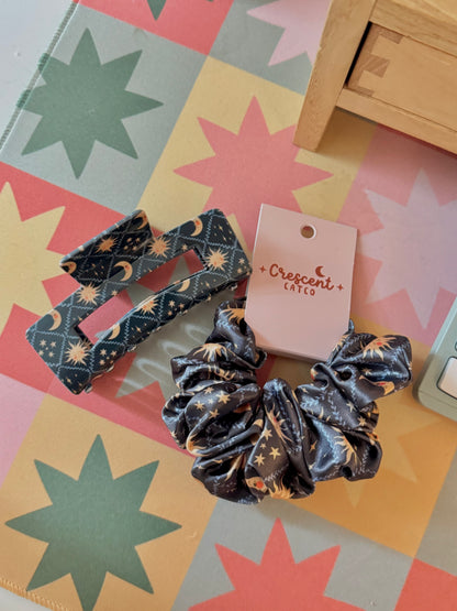 Celestial Skys Satin Scrunchie & Claw Clip