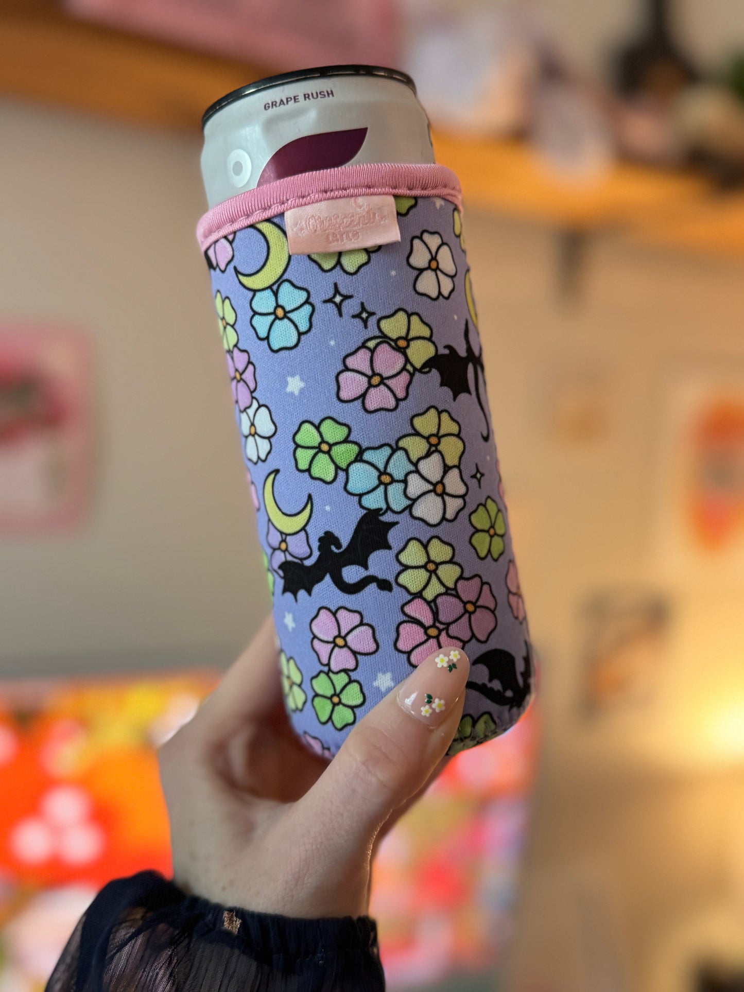 Whimsy Dragons & Florals Slim Can Sleeve