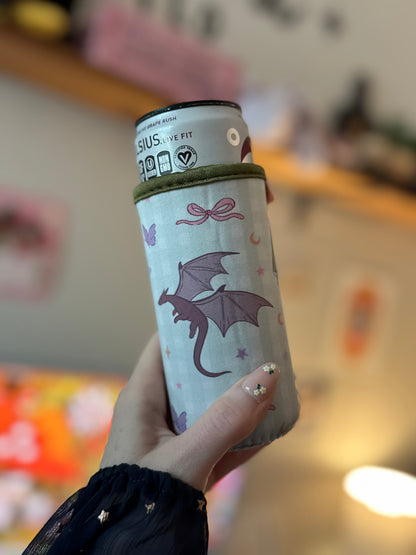 Gingham Romantasy Dragon Slim Can Sleeve