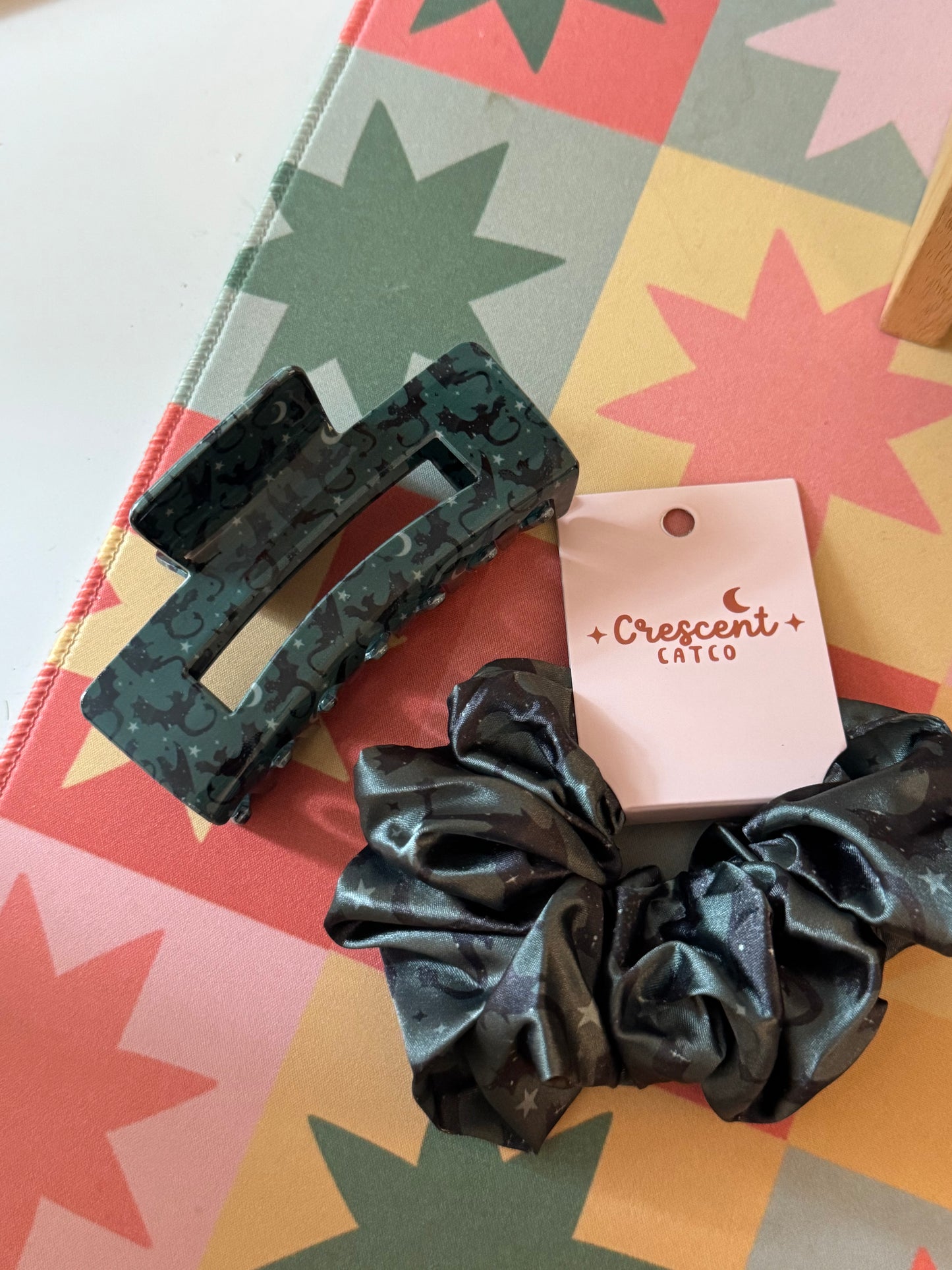 Fantasy Reader Dragon Satin Scrunchie & Claw Clip
