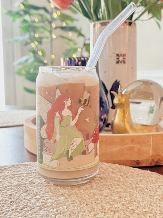 Cozy Cottagecore Fairytale Iced Coffee Glass | Bookshelf Series