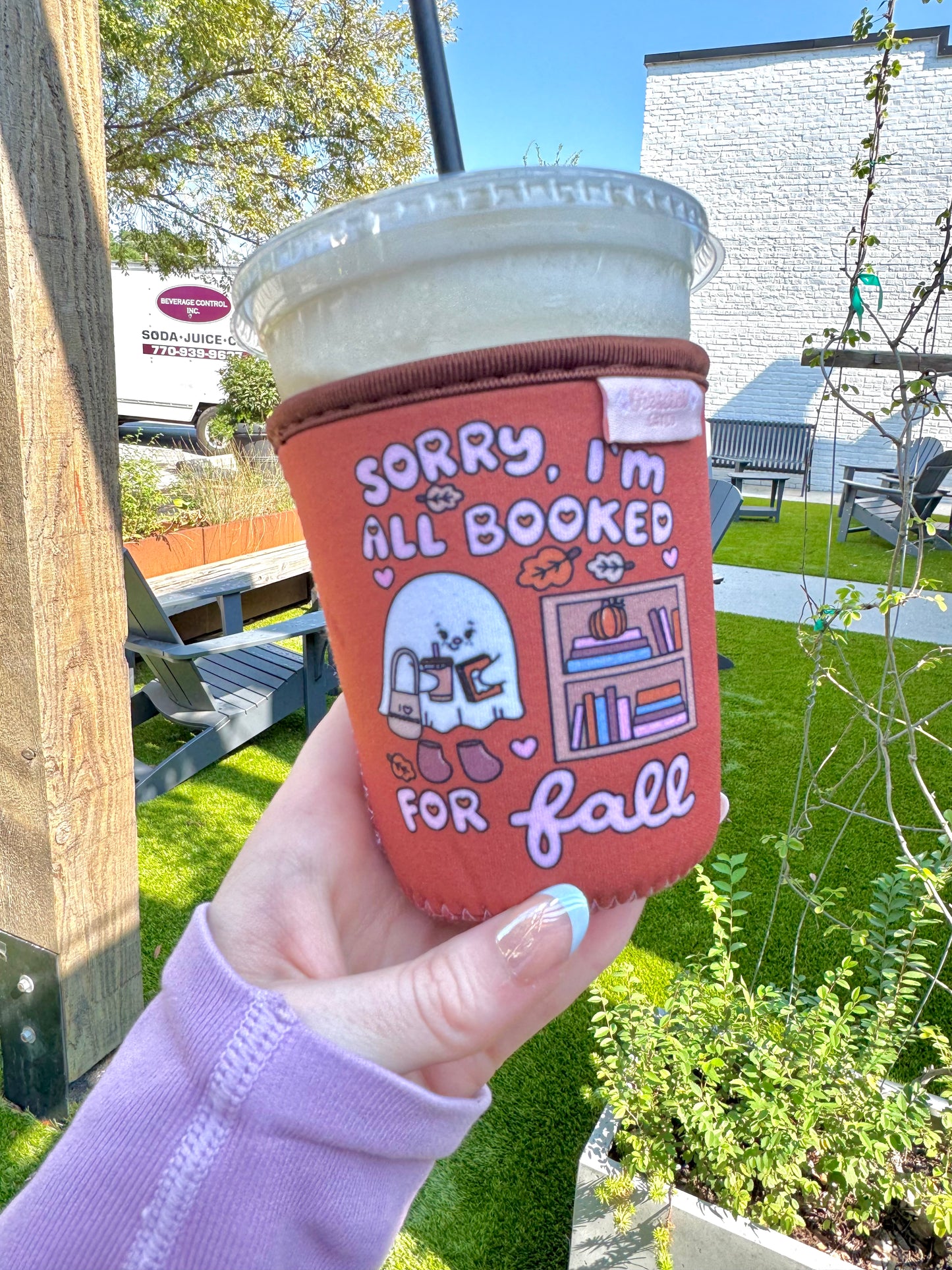 Booked for Fall Ghost Iced Coffee Sleeve | Spooky Bookish Season