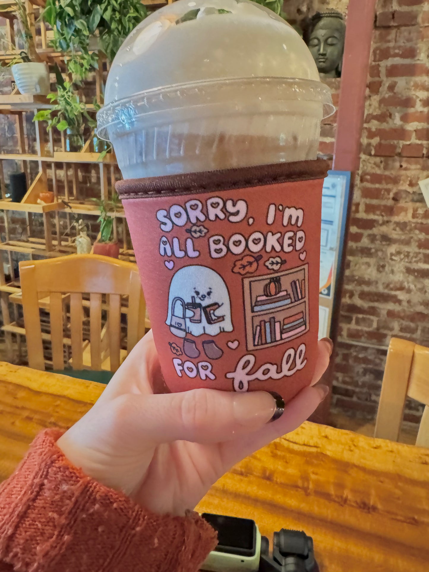 Booked for Fall Ghost Iced Coffee Sleeve | Spooky Bookish Season