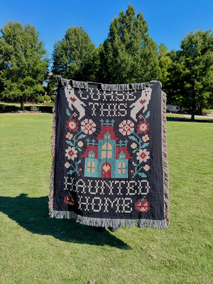 Curse This Haunted Home Woven Blanket