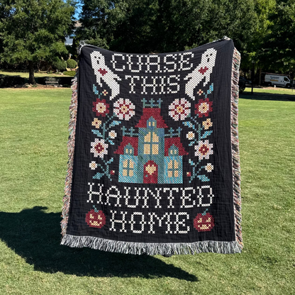 Curse This Haunted Home Woven Blanket